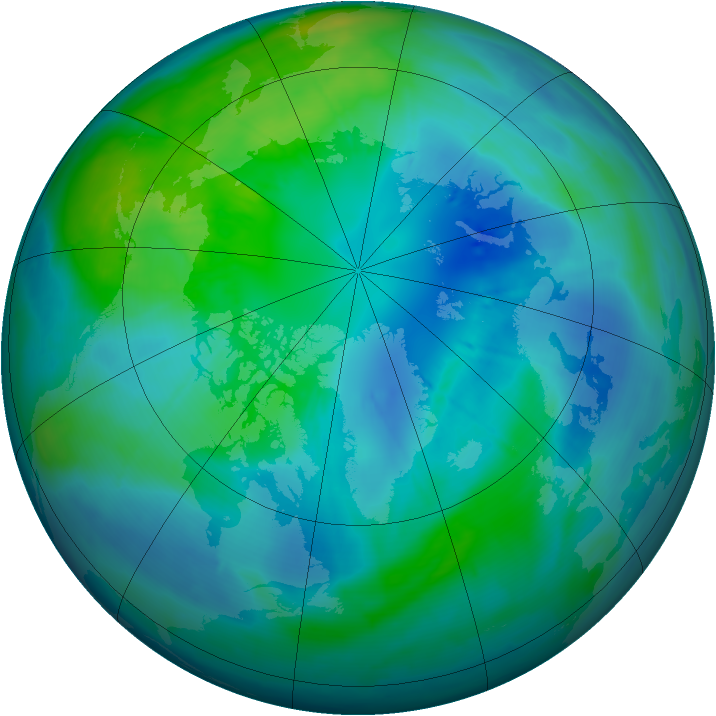 Arctic ozone map for 11 October 2008